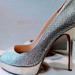 COPY - Jimmy Choo 247 Crown Glitter Fabric Champagne size 40